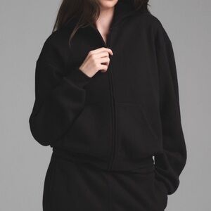 Skims classic zip up hoodie cotton fleece